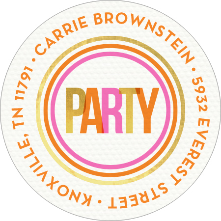 Big Bright Party Round Address Labels